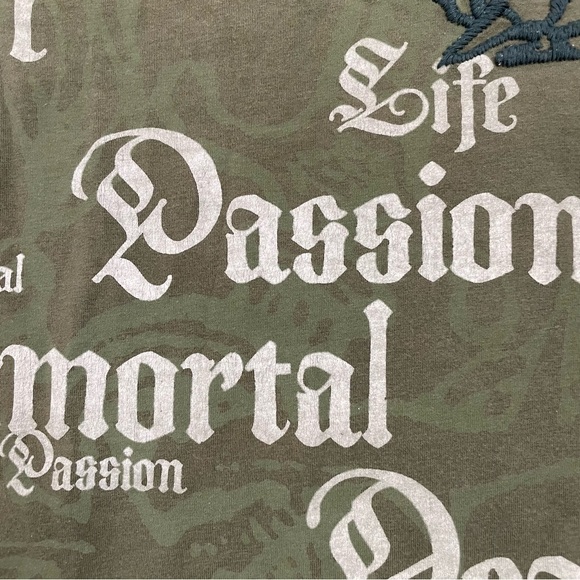 EDWARD DADA Men’s Green Embroidered long Sleeve Graphic Tee T-Shirt Small - Picture 8 of 12